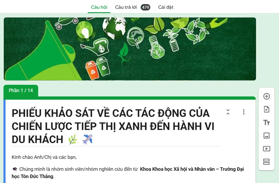 Bài đăng giới thiệu phiếu khảo sát GreenStats