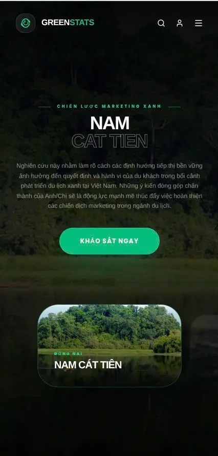 Giao diện GreenStats trên điện thoại