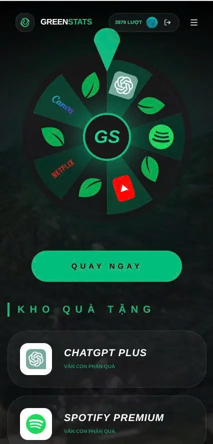Giao diện vòng quay GreenStats
